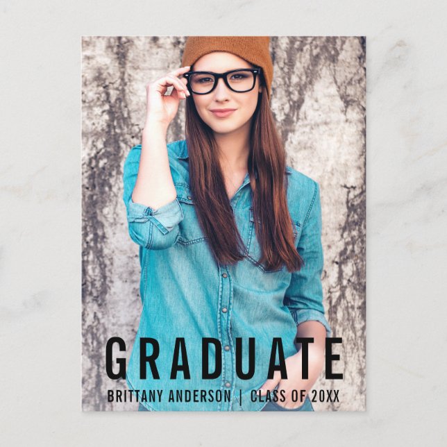 Modern Minimalist Graduation Photo Party Invite (Front)