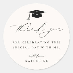Modern Minimalist Graduation Thank You Classic Round Sticker