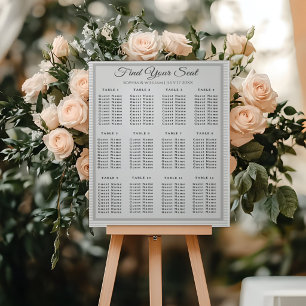 Modern Minimalist Gray Striped Wedding Seating Cha Acrylic Sign