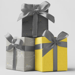 Modern Minimalist Gray Tree Star Christmas   Wrapping Paper Sheet