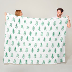 Modern Minimalist Green Christmas Tree Fleece Blanket