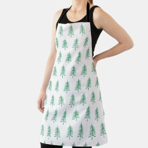 Modern Minimalist Green Christmas Tree Pattern Apron