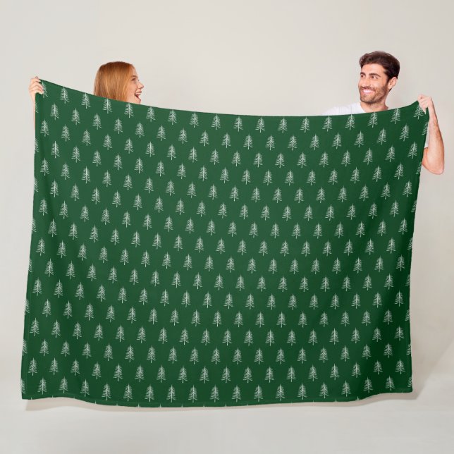 Modern Minimalist Green Christmas Tree Pattern Fleece Blanket (In Situ)