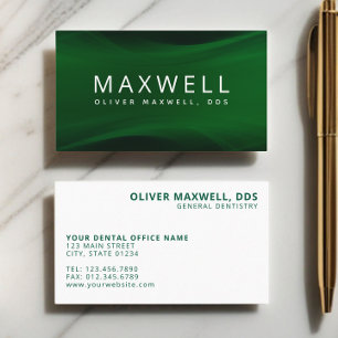 Modern Minimalist Green Dentist Business Card