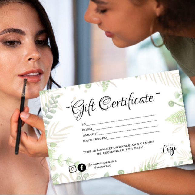 Modern minimalist green fern  Gift certificate (Creator Uploaded)