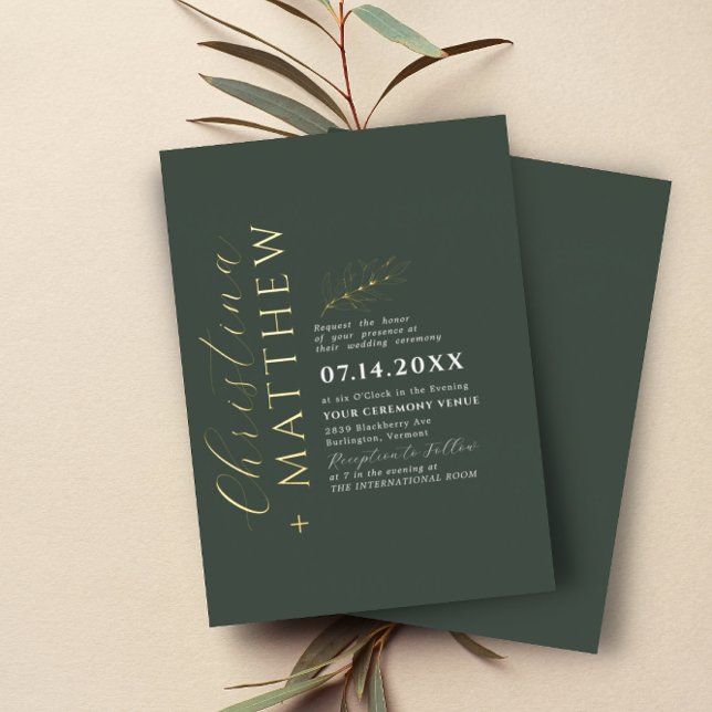 Modern Minimalist Green Forest Wedding Gold (Creator Uploaded)