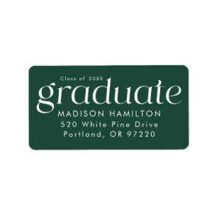 Modern Minimalist Green Graduation Return Address Label