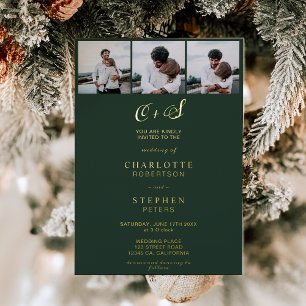 Modern minimalist green initials 4 photos wedding