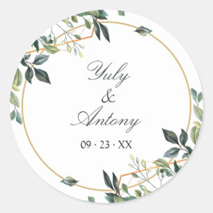 Modern Minimalist Green Leaf Envelope Seal