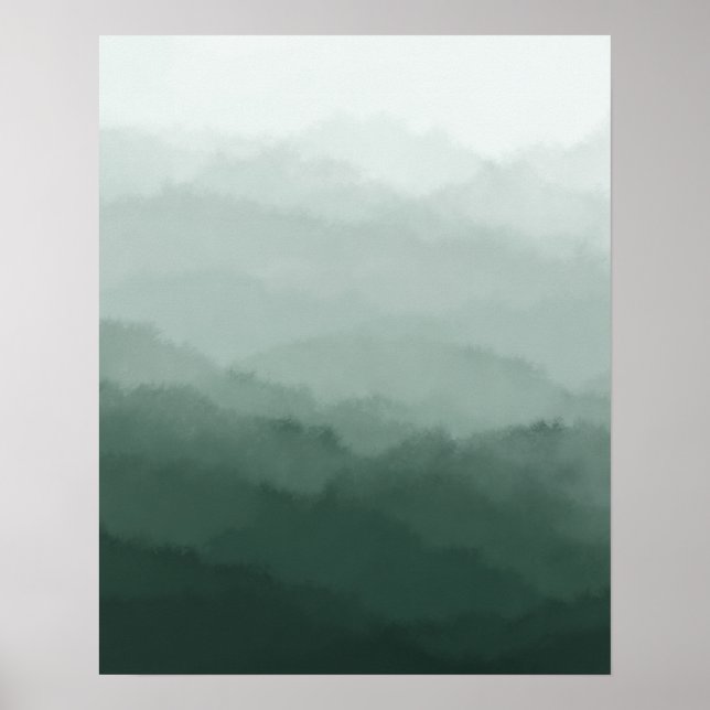 Modern Minimalist Green Mountains Abstract Poster (Front)