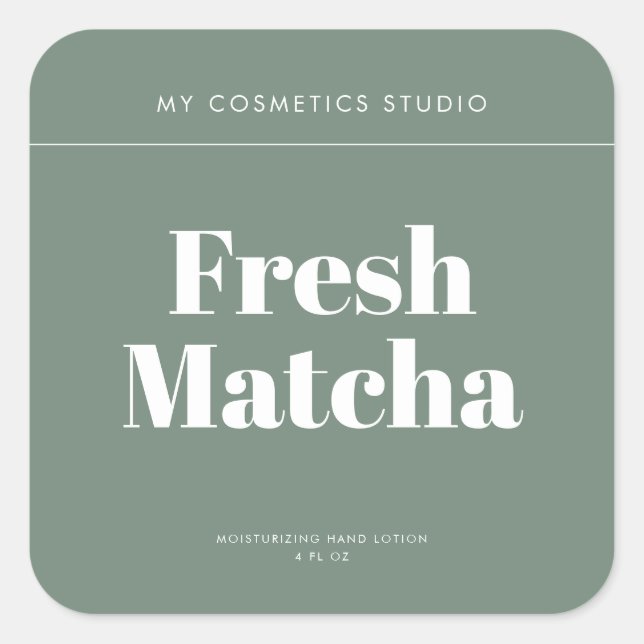 Modern Minimalist Green Packaging Cosmetics Candle Square Sticker (Front)