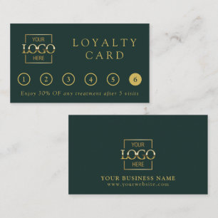Modern Minimalist Green Professional Logo Reward Loyalty Card