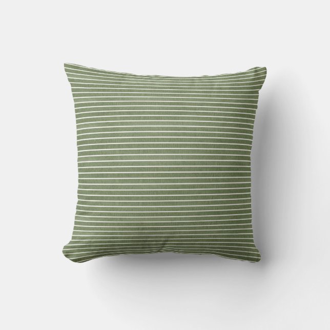 Modern Minimalist Green Rustic Stripes  Cushion (Front)
