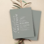 Modern Minimalist Green Sage Wedding Invitation<br><div class="desc">A minimalist wedding invitation in green sage for the ultimate chic look, Names are displayed big on the left side and wedding information on the right side. Other colours available in the collection. If you need any matching designs that are not in the collection or need any help, please let...</div>