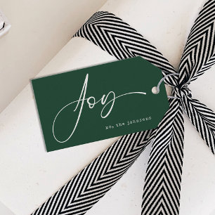 Modern Minimalist Green Script Christmas Gift Tags
