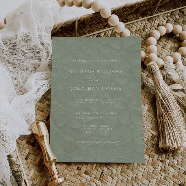 Modern Minimalist Green Wedding Invitation (Creator Uploaded)