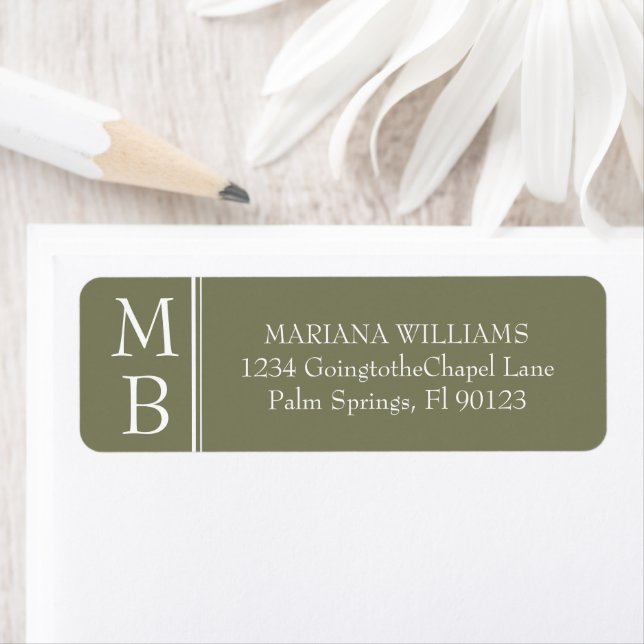 Modern Minimalist Green Wedding Return Address (Insitu)
