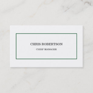 Modern Minimalist Green White  Business Card