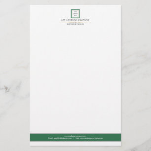 Modern Minimalist Green White Logo Business Stationery