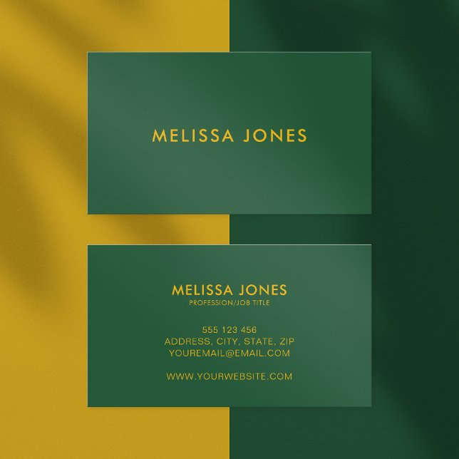 Modern Minimalist Green Yellow Professional Business Card (Creator Uploaded)