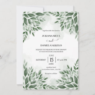 Modern minimalist  Greenery Eucalyptus Foliage  Invitation