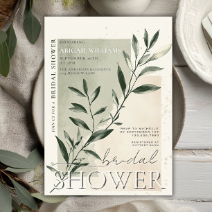 Modern Minimalist Greenery Sage Bridal Shower Invitation