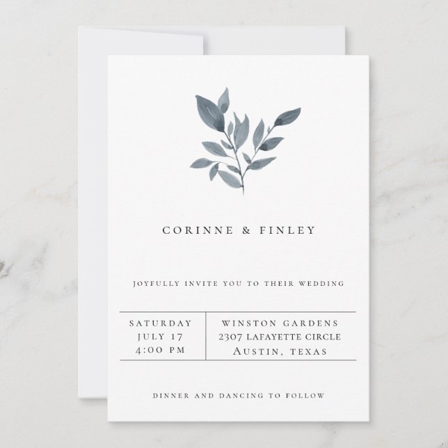 Modern Minimalist Greenery Wedding Invitation (Front)