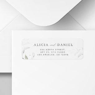 Modern minimalist greenery wedding return address