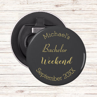 Modern Minimalist Grey and Gold Bachelor Party  Bottle Opener