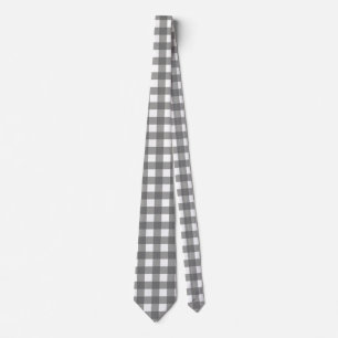 Modern Minimalist Grey and White Chequered Tie