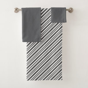 Modern Minimalist Grey and White Stripes  Bath Towel Set