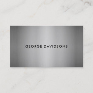 Modern minimalist grey brushed metal professional  business card