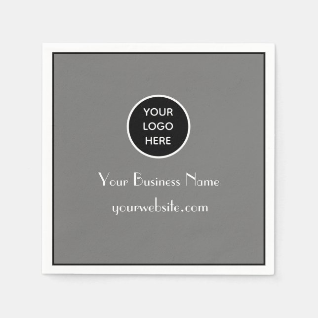 Modern Minimalist Grey Business logo Modern Napkin (Front)