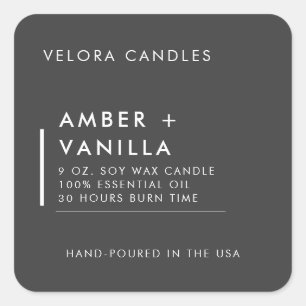 Modern Minimalist Grey Candle Label Sticker