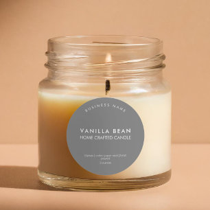 Modern Minimalist Grey Candle Product Label