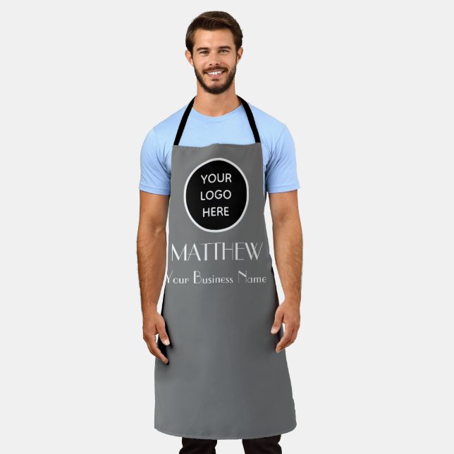 Modern Minimalist Grey Custom logo Modern Apron (Worn)