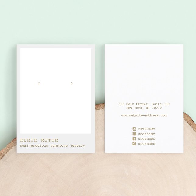 Modern Minimalist Grey Earring Jewellery  Display Business Card (Creator Uploaded)