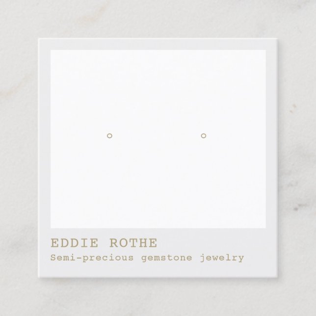 Modern Minimalist Grey Earring  Jewellery Display Square Business Card (Front)