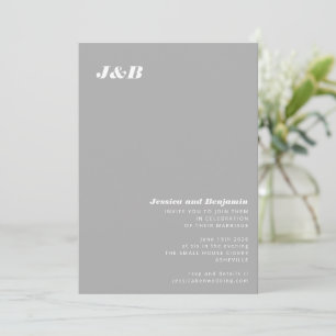 Modern Minimalist Grey Elegant Monogram Wedding Invitation