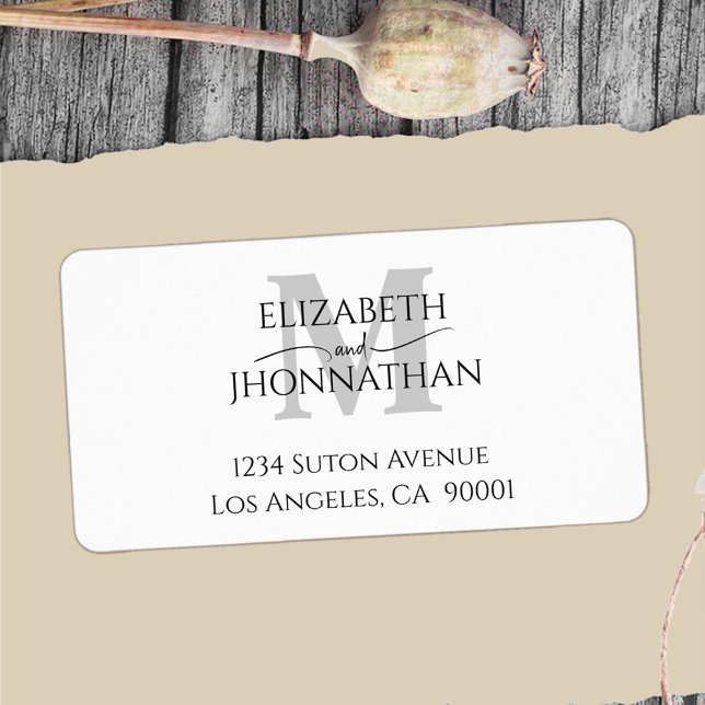 Modern minimalist Grey Monogram Wedding Label (Creator Uploaded)