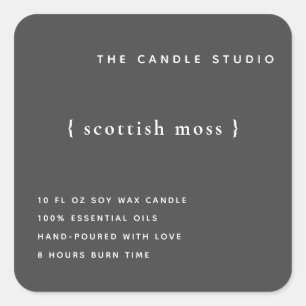 Modern Minimalist Grey Packaging Candle Cosmetics Square Sticker