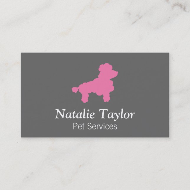 Modern, Minimalist, Grey, Pet Services Business Card (Front)