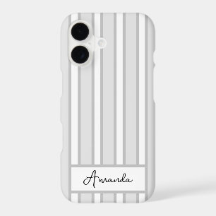 Modern Minimalist Grey Pinstripe Personalised