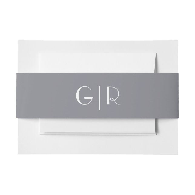 Modern Minimalist  Grey Wedding Invitation Belly Band (Front Example)