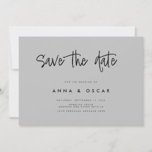 Modern Minimalist Grey Wedding Save the Date