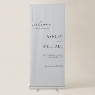 Modern Minimalist Grey Welcome Wedding Retractable Banner
