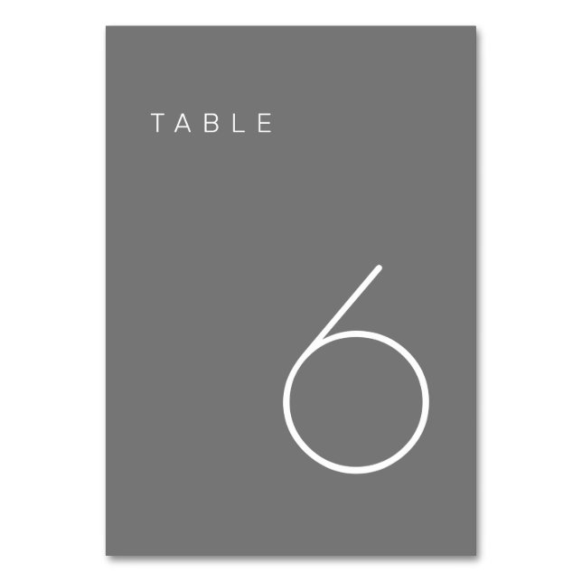 Modern Minimalist Grey & White Table Number Table  (Front)