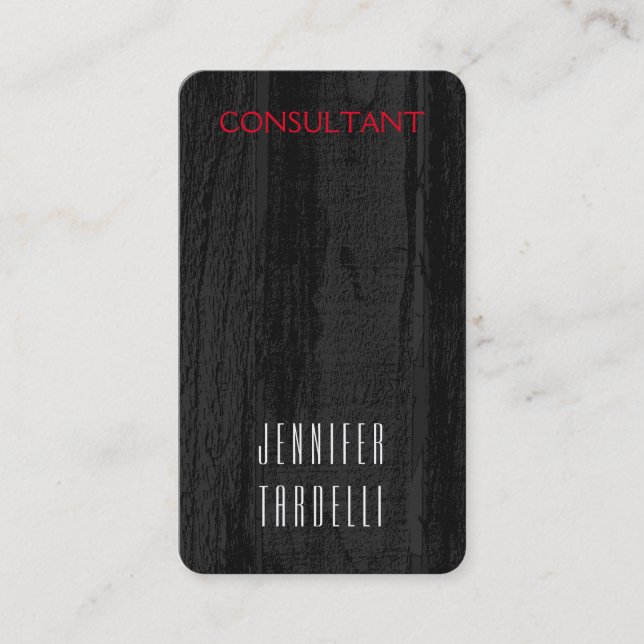 Modern Minimalist Grey Wood Background Elegant Business Card (Front)