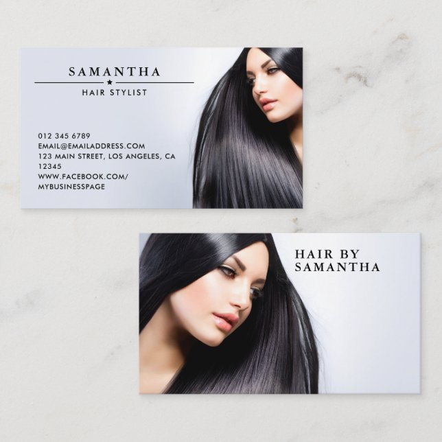 Modern Minimalist Hair Stylist/Salon Business Card (Front/Back)