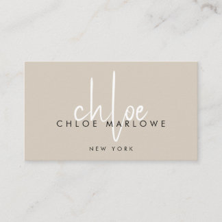 Modern Minimalist Hair Stylist Script Beige Business Card